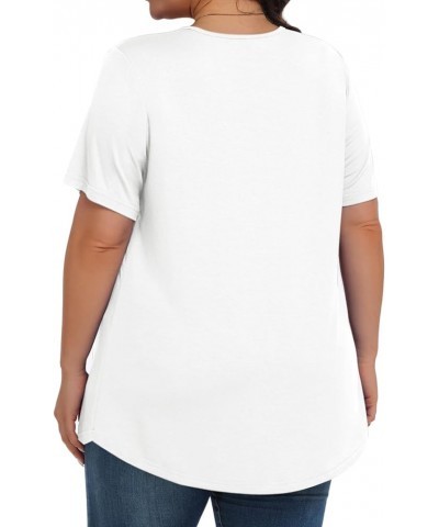 Womens Plus Size Tops Tunic Short Sleeve Crew Neck Shirts Casual Soft Blouse 1X-5X White $10.25 Tops