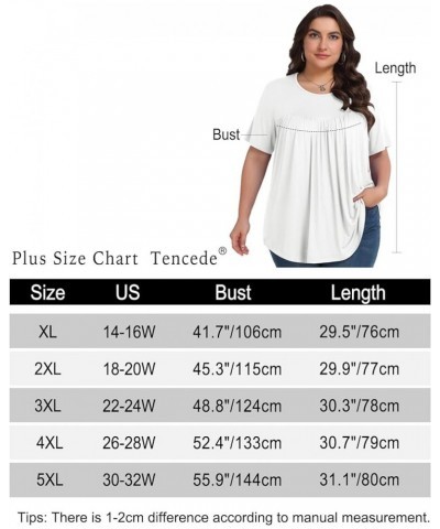 Womens Plus Size Tops Tunic Short Sleeve Crew Neck Shirts Casual Soft Blouse 1X-5X White $10.25 Tops