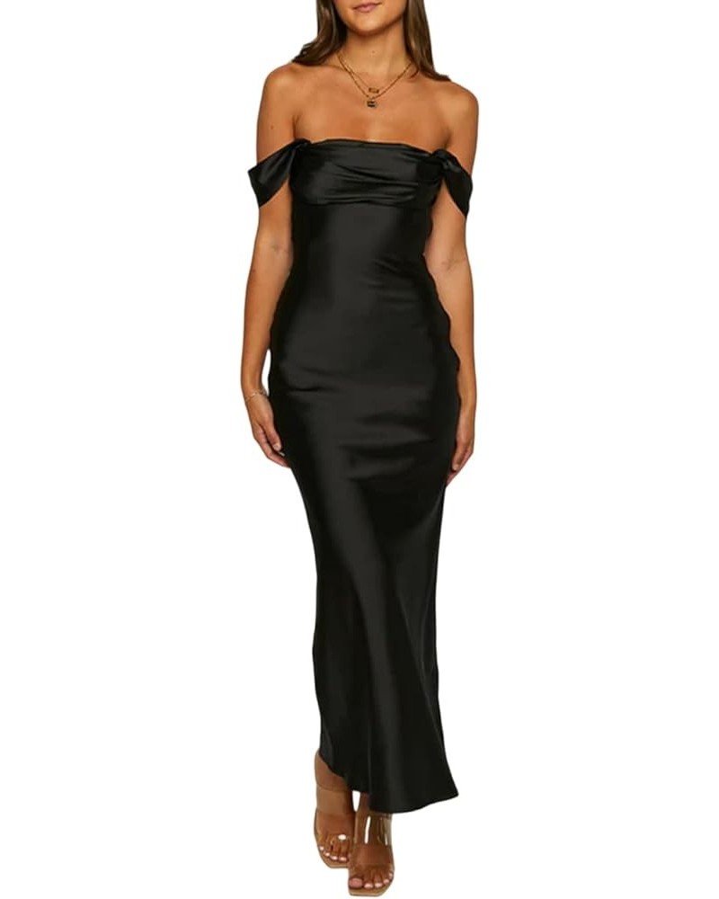 Women Off Shoulder Tube Maxi Dress Strapless Open Back Long Dress Sexy Cut Out Bodycon Split Cocktail Party Dress C-black $12...