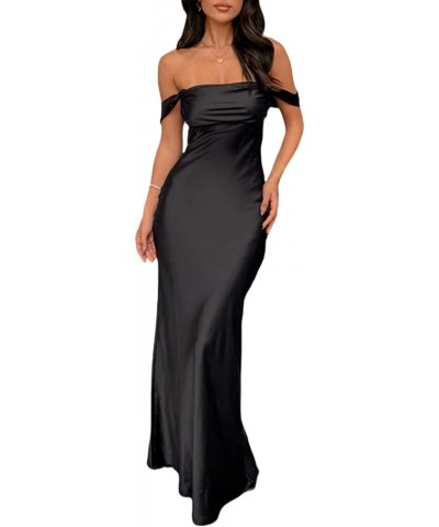 Women Off Shoulder Tube Maxi Dress Strapless Open Back Long Dress Sexy Cut Out Bodycon Split Cocktail Party Dress C-black $12...