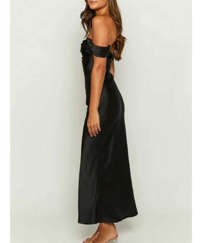 Women Off Shoulder Tube Maxi Dress Strapless Open Back Long Dress Sexy Cut Out Bodycon Split Cocktail Party Dress C-black $12...