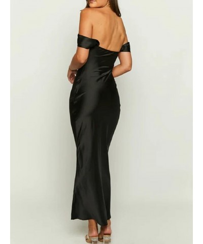 Women Off Shoulder Tube Maxi Dress Strapless Open Back Long Dress Sexy Cut Out Bodycon Split Cocktail Party Dress C-black $12...