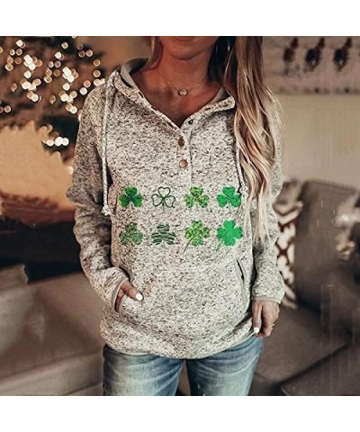 Women St Patricks Day Hoodie Shamrock Sweatshirt Long Sleeve Hooded Irish Shirt Clover Drawstring with Pocket Shamrock Shirt5...