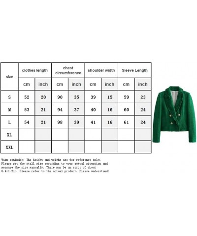 Womens Tweed Blazer Long Sleeve Fashion Casual Jacket Business Work Office Fall Winter Clothes(G) Size-L Green $27.55 Blazers