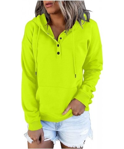 Womens Hooded Button Collar Drawstring Waffle Hoodies Pullover Sweatshirts Casual Long Sleeve Fall Tops 7_yellow $11.39 Activ...