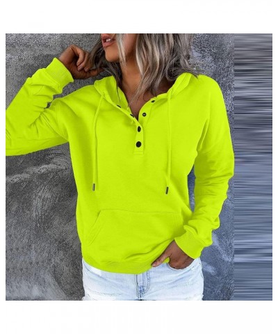 Womens Hooded Button Collar Drawstring Waffle Hoodies Pullover Sweatshirts Casual Long Sleeve Fall Tops 7_yellow $11.39 Activ...