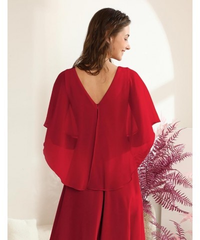 Women's Sleeveless Cape Dress with Chiffon Overlay Cocktail Formal Wedding Guest Dress Red $17.22 Dresses