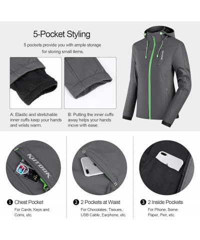 Thermal Fleece Women's Softshell Jacket Windproof Hiking Running Jacket with Hood for Outdoor Sports Grey-green $39.74 Jackets