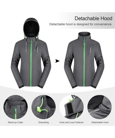 Thermal Fleece Women's Softshell Jacket Windproof Hiking Running Jacket with Hood for Outdoor Sports Grey-green $39.74 Jackets