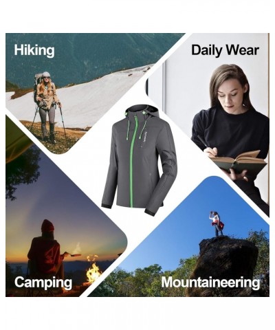 Thermal Fleece Women's Softshell Jacket Windproof Hiking Running Jacket with Hood for Outdoor Sports Grey-green $39.74 Jackets