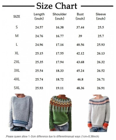 Womens Fair Isle Knitted Sweater Vintage Pullover Casual Loose Crewneck Long Sleeve Warm Sweater Tops A01 $18.54 Sweaters