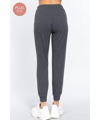 Plain Long Drawstring Waist Front Pockets French Terry Joggers Heather Charcoal $9.87 Others