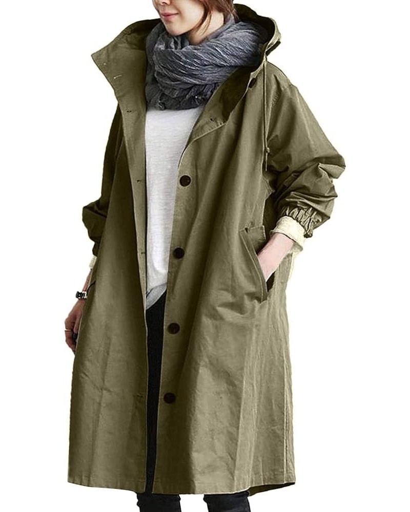 Women Outdoor Waterproof Lightweight Rain Jacket Active Outdoor Hooded Raincoat with Pocket 01-army Green $10.78 Jackets