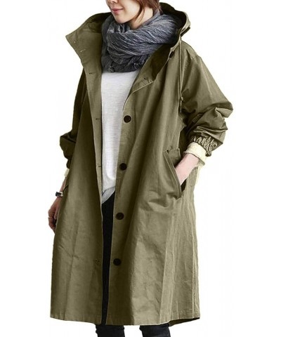 Women Outdoor Waterproof Lightweight Rain Jacket Active Outdoor Hooded Raincoat with Pocket 01-army Green $10.78 Jackets