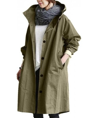 Women Outdoor Waterproof Lightweight Rain Jacket Active Outdoor Hooded Raincoat with Pocket 01-army Green $10.78 Jackets