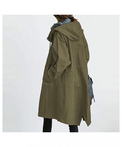 Women Outdoor Waterproof Lightweight Rain Jacket Active Outdoor Hooded Raincoat with Pocket 01-army Green $10.78 Jackets