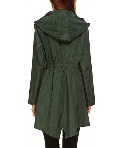 Women Outdoor Waterproof Lightweight Rain Jacket Active Outdoor Hooded Raincoat with Pocket 05-army Green $10.78 Jackets