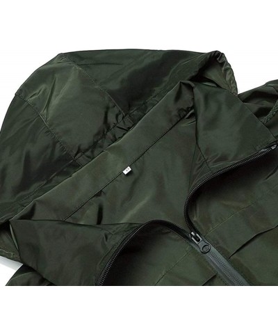 Women Outdoor Waterproof Lightweight Rain Jacket Active Outdoor Hooded Raincoat with Pocket 05-army Green $10.78 Jackets