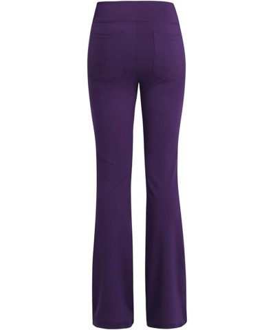 Women's Bootcut Yoga Pants High Waisted Stretch Workout Leggings with Pockets Tummy Control Bell Bottoms Yoga Pants A2 Purple...