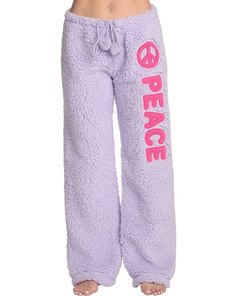 Women Plush Pajama Pants Lilac - Peace $13.74 Sleep & Lounge