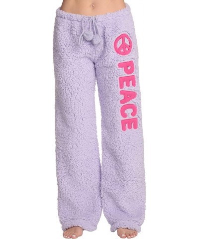 Women Plush Pajama Pants Lilac - Peace $13.74 Sleep & Lounge