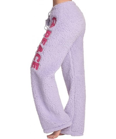 Women Plush Pajama Pants Lilac - Peace $13.74 Sleep & Lounge