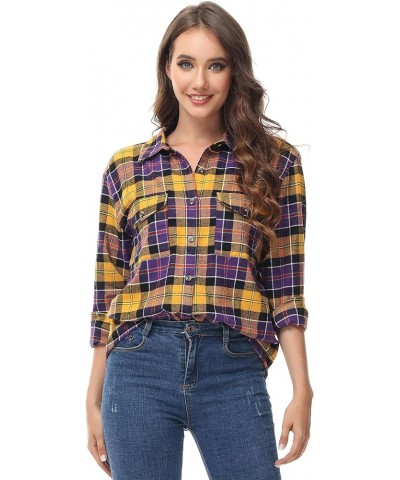 Women's Oversized Flannel Plaid Shirt Long Sleeve Button Down Plus Size Lightweight Shacket Blouse (S-4X) Regular Fit 50017 $...