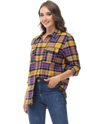 Women's Oversized Flannel Plaid Shirt Long Sleeve Button Down Plus Size Lightweight Shacket Blouse (S-4X) Regular Fit 50017 $...