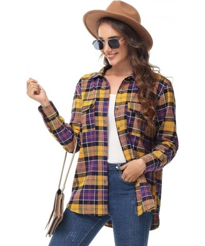 Women's Oversized Flannel Plaid Shirt Long Sleeve Button Down Plus Size Lightweight Shacket Blouse (S-4X) Regular Fit 50017 $...