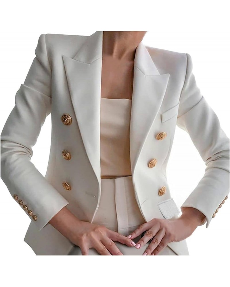 Women Casual Work Office Blazer Jacket Lightweight Oversized Open Front Business Lapel Button Business Plus Size Coat A05_whi...