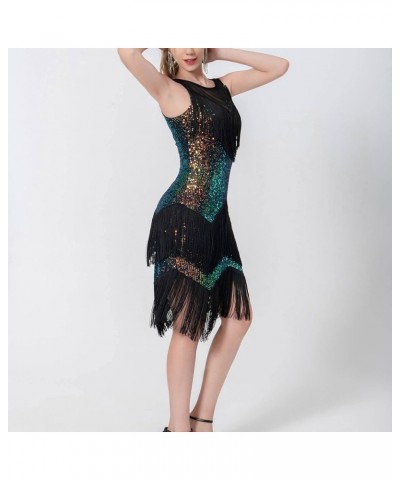 Sequin Dress for Women Party Fringe Glitter Spaghetti Straps Bodycon Sexy Club Night Party Prom Dress 6-green $30.74 Dresses