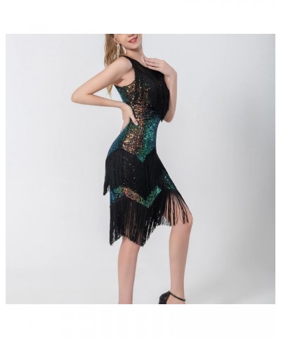 Sequin Dress for Women Party Fringe Glitter Spaghetti Straps Bodycon Sexy Club Night Party Prom Dress 6-green $30.74 Dresses