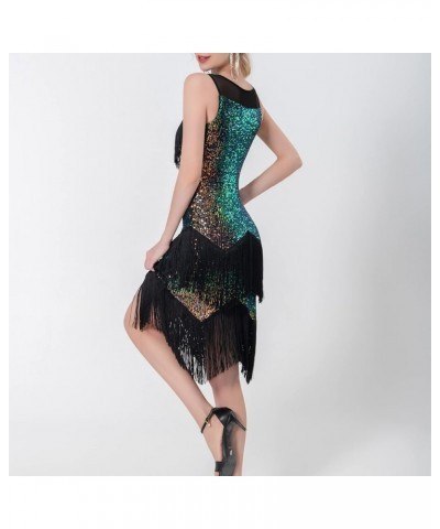 Sequin Dress for Women Party Fringe Glitter Spaghetti Straps Bodycon Sexy Club Night Party Prom Dress 6-green $30.74 Dresses