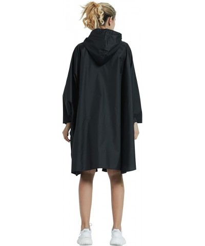 Rain Poncho Jacket Coat Hooded Zipper Style for Women/Men/Adult with Pocket A-black $11.59 Coats