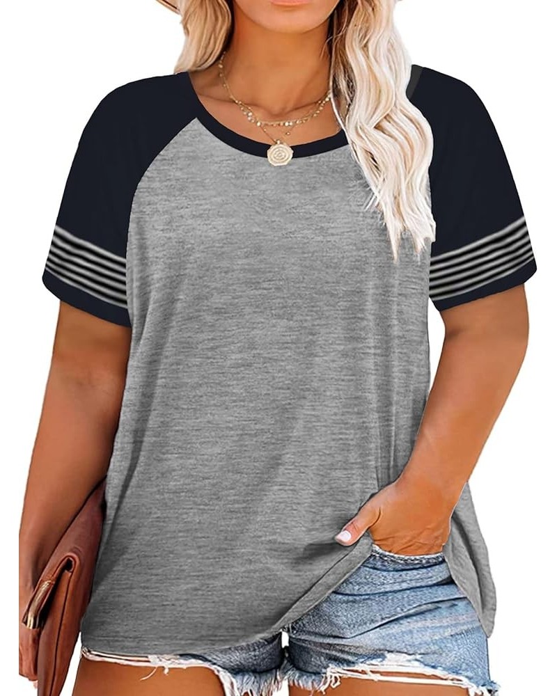 Plus Size Tops for Women XL-4XL Short Sleeve T Shirts Casual Tunics 2029-grey $12.00 Tops