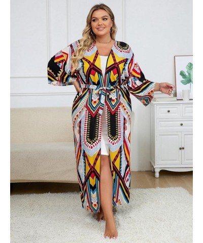 Women Long Beach Kimono Curve Hem Loose Open Front Tie Dye Bathing Suit Cover up 778-2 $17.84 Swimsuits