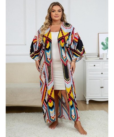 Women Long Beach Kimono Curve Hem Loose Open Front Tie Dye Bathing Suit Cover up 778-2 $17.84 Swimsuits