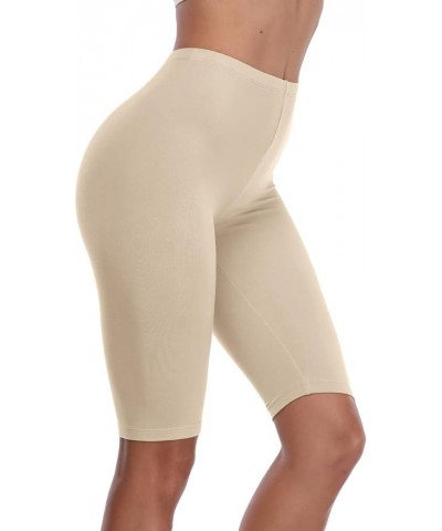 Women's Short Leggings Stretchy Slip Shorts Mid Thigh Lightweight Pants Apricot $7.79 Leggings