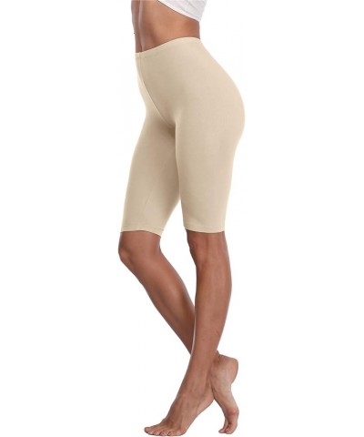 Women's Short Leggings Stretchy Slip Shorts Mid Thigh Lightweight Pants Apricot $7.79 Leggings