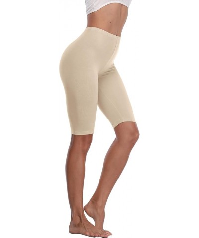 Women's Short Leggings Stretchy Slip Shorts Mid Thigh Lightweight Pants Apricot $7.79 Leggings