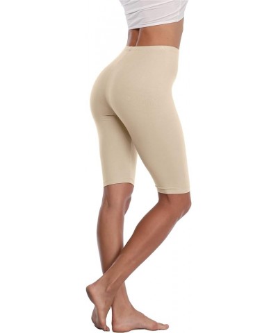 Women's Short Leggings Stretchy Slip Shorts Mid Thigh Lightweight Pants Apricot $7.79 Leggings