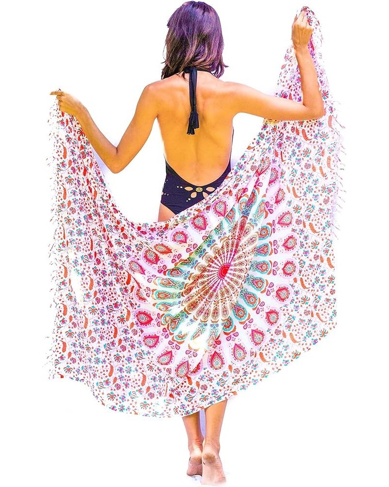 Boho Chic Pareo - Mandala Pareo - Bikini Swimsuit Cover Up - Beach Dress - Wrap White Pareo $13.44 Swimsuits