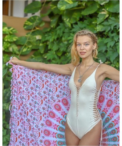 Boho Chic Pareo - Mandala Pareo - Bikini Swimsuit Cover Up - Beach Dress - Wrap White Pareo $13.44 Swimsuits