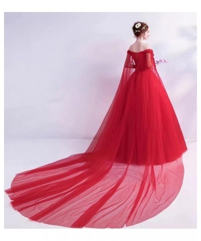 Women's Off Shoulder Quinceanera Dresses 15 16 Sweet Lace Ball Gown Wedding Dresses with Cape Hot Pink $35.70 Dresses