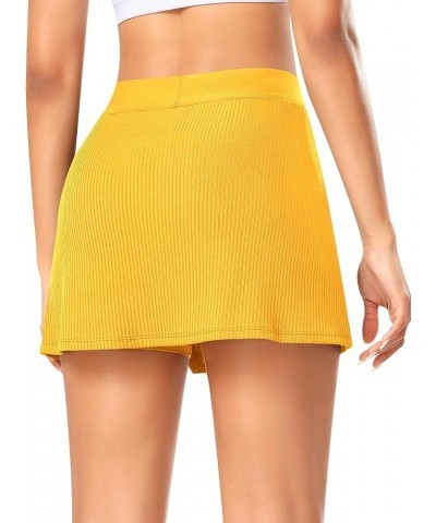 Tennis Skirts for Women with Shorts Athletic Golf Skorts with Pockets Workout Sports Running Skirts Yellow $18.69 Skorts