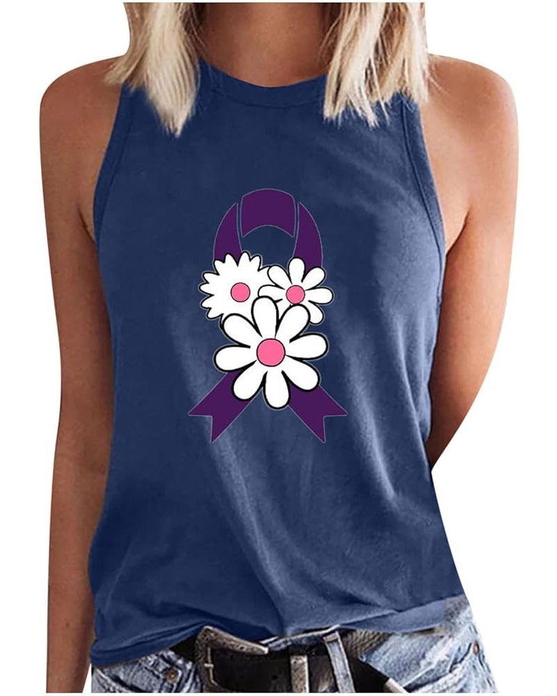 Red Tank Tops for Women Breast Cancer Awareness Vest Top Pink Ribbon Print Classic Sleeveless Tee 1navy $10.63 Tanks