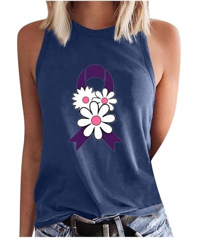 Red Tank Tops for Women Breast Cancer Awareness Vest Top Pink Ribbon Print Classic Sleeveless Tee 1navy $10.63 Tanks