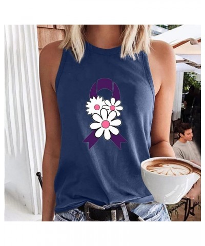 Red Tank Tops for Women Breast Cancer Awareness Vest Top Pink Ribbon Print Classic Sleeveless Tee 1navy $10.63 Tanks