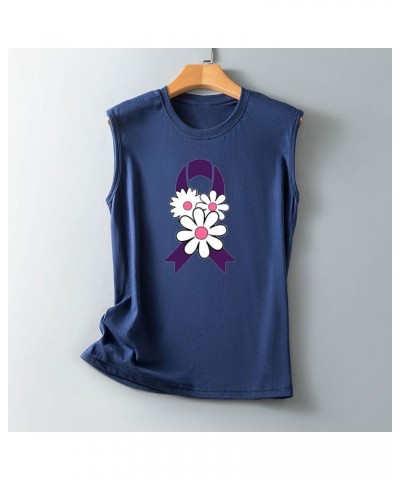 Red Tank Tops for Women Breast Cancer Awareness Vest Top Pink Ribbon Print Classic Sleeveless Tee 1navy $10.63 Tanks