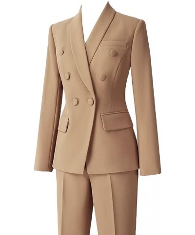 Women's 2 Pieces Pant Suit Set Long Sleeve Blazer Jacket Double Breasted Business Suit for Work Teal $29.60 Suits